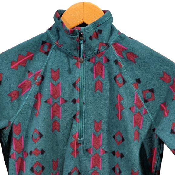 Eddie Bauer Quarter Zip Aztec Print Pullover Fleece Women's Size XS - Picture 3 of 10